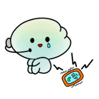 a cartoon character with a headset is holding a thermometer that shows the temperature at 37 degrees celsius