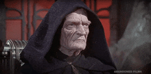 an old man in a hooded cape with the words abandoned films below