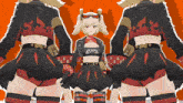 a cartoon of a girl wearing a crop top and skirt