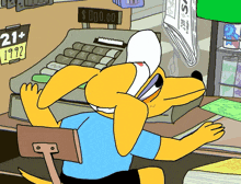 a cartoon dog is sitting at a desk with a calculator and a sign that says $ 0000.00