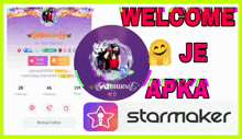 a purple circle with the words welcome je apka on it
