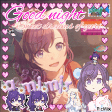 a picture of a girl with the words " good night sweet dreams of yuki "