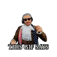 a man in a costume says otherwise this gif says in black letters