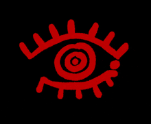 a red eye with a swirl in the middle