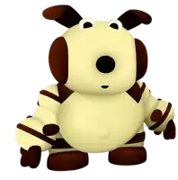 a stuffed animal with a brown and white striped body