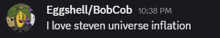 a message from eggshell / bobcob at 10:38 pm