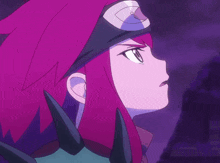 a pink haired anime character says " a white dragon " at the bottom
