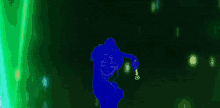 a person is being struck by a lightning bolt in a dark room .