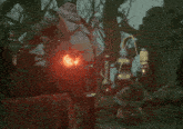 a man in a video game has a red light coming out of his stomach