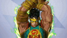 a drawing of a superhero with the number 5 on the chest