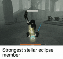 a screenshot of a video game with the words strongest stellar eclipse member below it