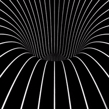 a black and white optical illusion of a tunnel of white lines on a black background