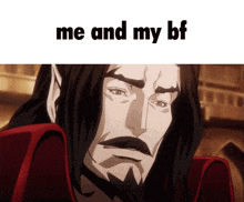 a picture of a man with long hair and a beard with the words me and my bf below him