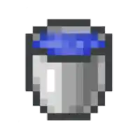 a pixel art illustration of a bucket of water with a blue lid .