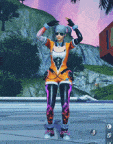 a girl in a futuristic outfit with headphones on her head