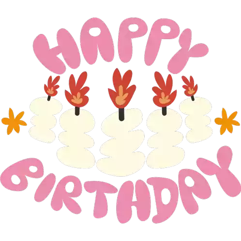 Happy Birthday White Candles With Red Flame Between Happy Birthday In Pink Bubble Letters Sticker - Happy Birthday White Candles With Red Flame Between Happy Birthday In Pink Bubble Letters Celebration Stickers