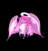 a pixel art of a pink angel with a halo on her head
