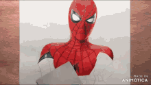 a drawing of a spider man is being made in animatica