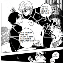 a black and white drawing of a man with the words yo why are you giving up for wave