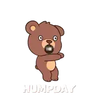 a cartoon of a teddy bear with the word humpday written below it