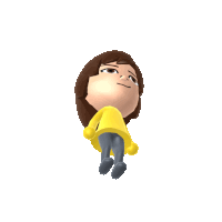 a cartoon character with brown hair and a yellow shirt