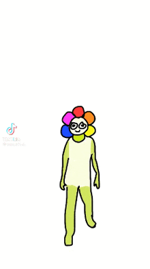 a cartoon character with a flower on his head