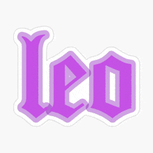 a purple leo sticker with a white border