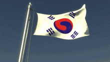 a korean flag is flying in the wind