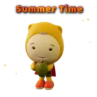 a cartoon character drinking from a coconut with the words summer time written above him