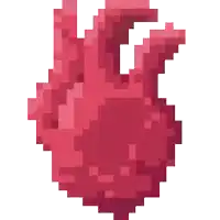 a pixel art of a red heart on a white background .