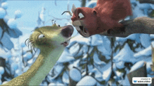 a squirrel and a snake are looking at each other in a scene from wave video