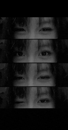 a black and white photo of a woman 's face