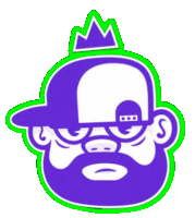 a cartoon of a man with a beard wearing a hat and sunglasses