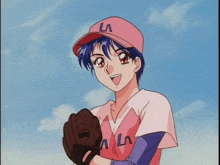 a girl in a baseball uniform with the letter v on her cap