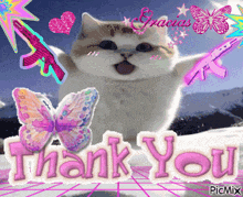 a picture of a cat with a thank you message