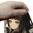a hand is holding a picture of a girl in a hat .