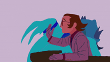 a cartoon drawing of a man with a tie