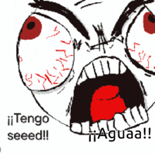 a drawing of an angry face with the words i tengo seeed written underneath