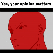 a red head with the words yes your opinion matters on the bottom