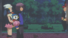 a group of cartoon characters standing next to each other with the word pokemon visible