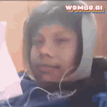 a close up of a person wearing headphones and a hood