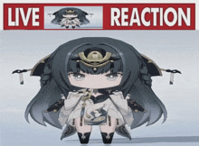 a cartoon character is standing in front of a sign that reads live reaction