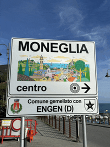 a sign for moneglia centro commune gemellato con engen d