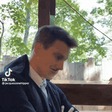 a tiktok video of a man with a mustache is being shared by @jacqueszwhippiper