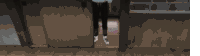 a person is standing in front of a window in a dark room with a shadow on the wall .