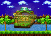 a video game scene with the words green hill zone