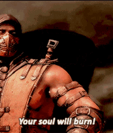 Mortal Kombat Scorpion GIF - Mortal Kombat Scorpion Your Soul Will Burn GIFs