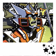 a cartoon drawing of a robot with the letter g on his head