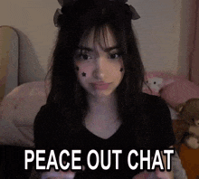 a girl with stars on her face and the words peace out chat