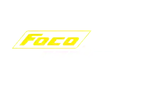 a yellow and white logo that says foco on a white background